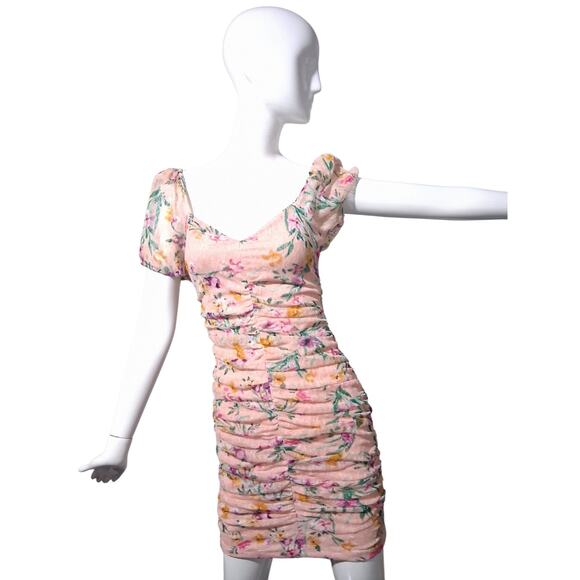 Y2K Guess Sweetheart Neck Womens Size 0 Ruched Bodycon Fairycore Whimsical Dress - Picture 1 of 13
